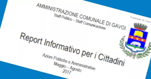 IL REPORT INFORMATIVO DELLA AMMINISTRAZIONE COMUNALE DI GAVOI