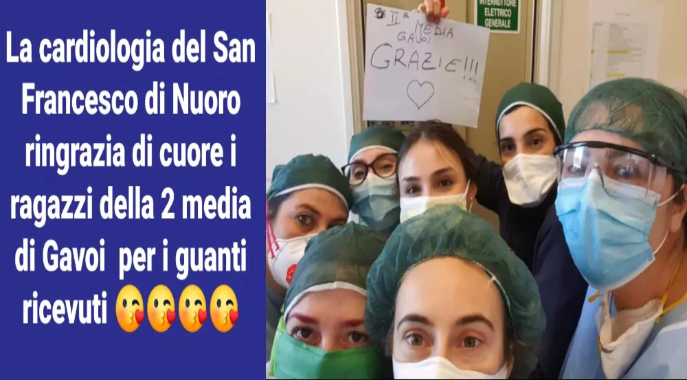 LA 2ª CLASSE DELLA SCUOLA MEDIA DI GAVOI DONA I GUANTI AL SAN FRANCESCO DI NUORO