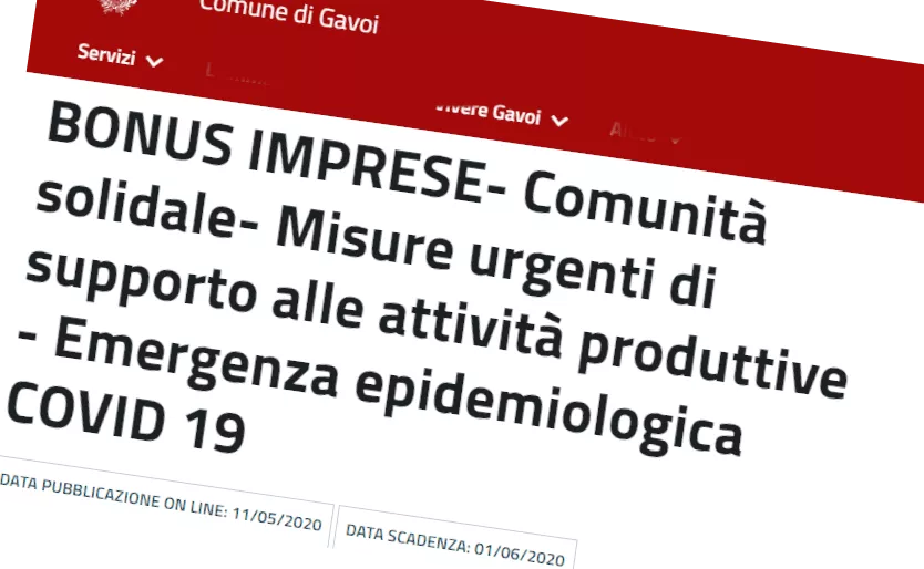 IL BONUS IMPRESE DEL COMUNE DI GAVOI