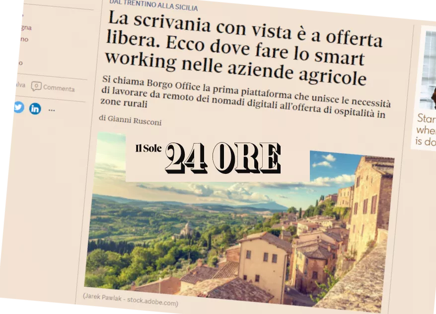 SMART WORKING BORGO OFFICE LAVORARE DA REMOTO DEI NOMADI DIGITALI – IL SOLE 24 ORE – GAVOI –