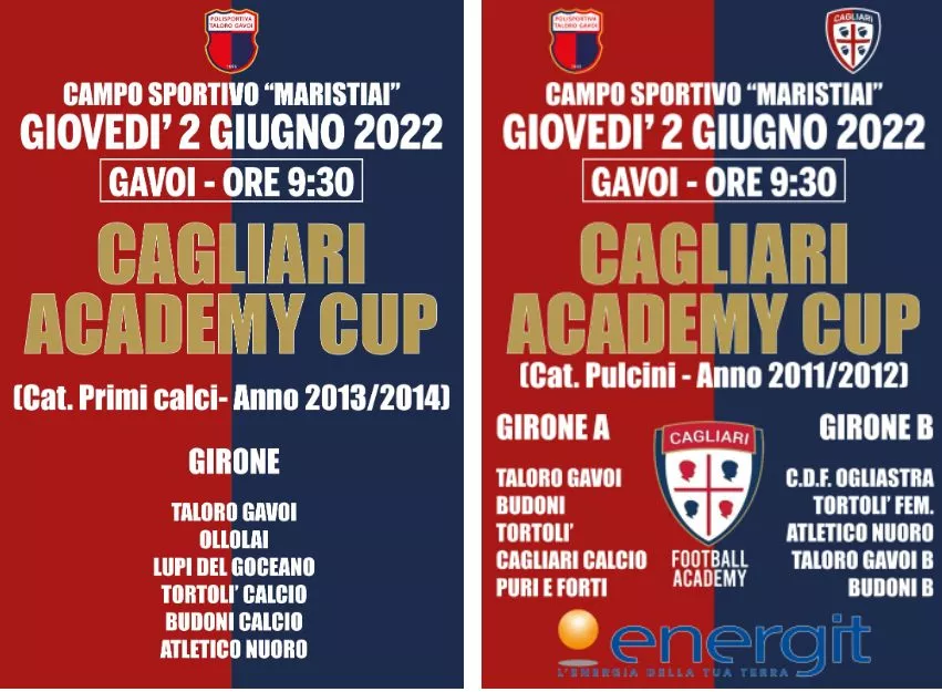 EVENTO DEL 2 GIUGNO “CAGLIARI ACADEMY CUP” AL MARISTIAI DI GAVOI