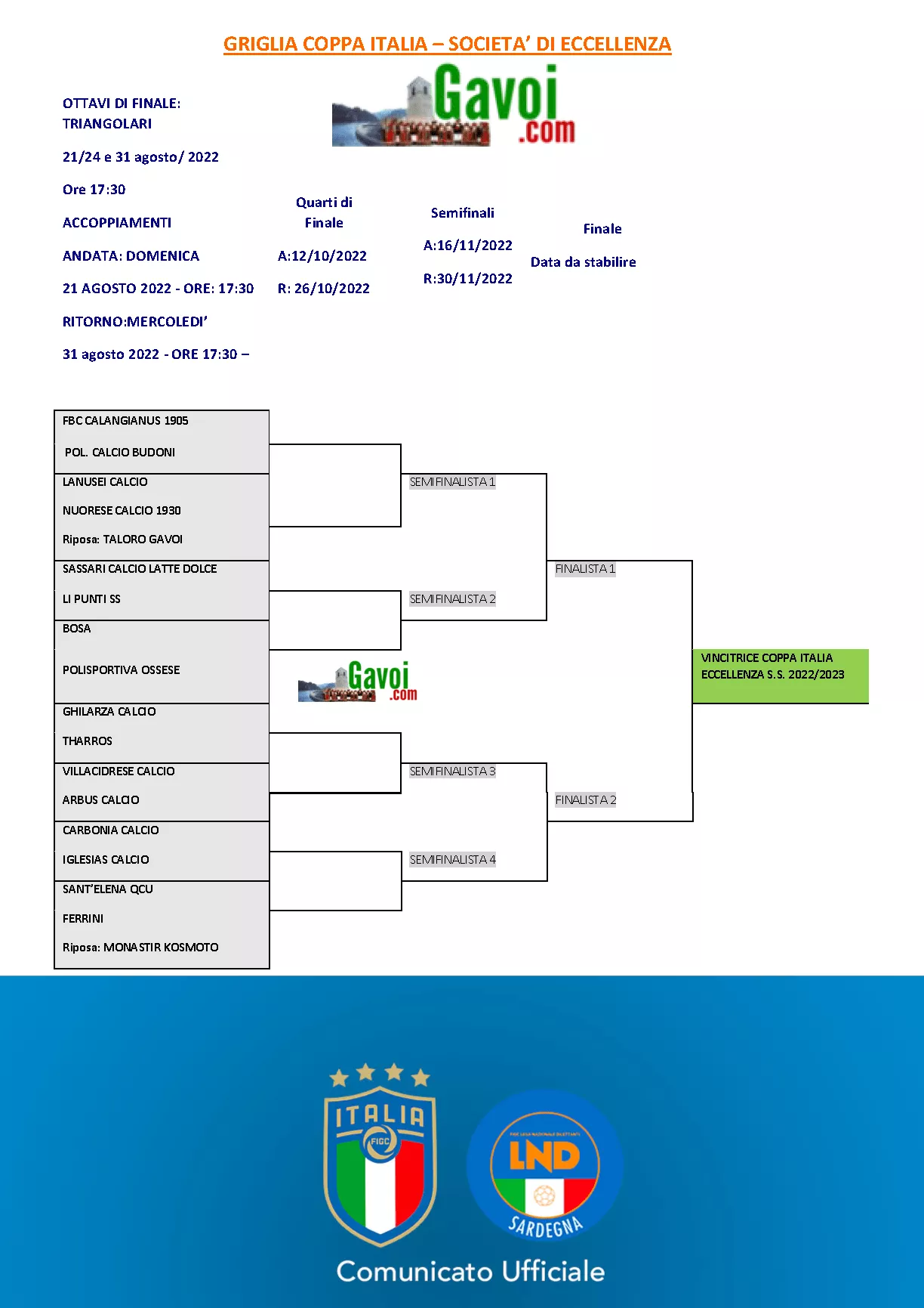 Coppa Italia Calendario 2022 2023